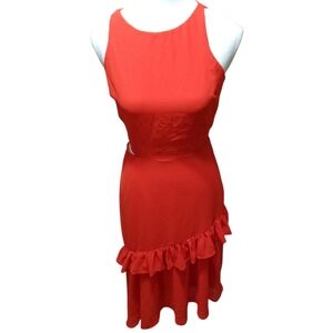 Sam Edelman Women's Size 2 Coral Dress Side Cut Out Ruffle Hem  NEW